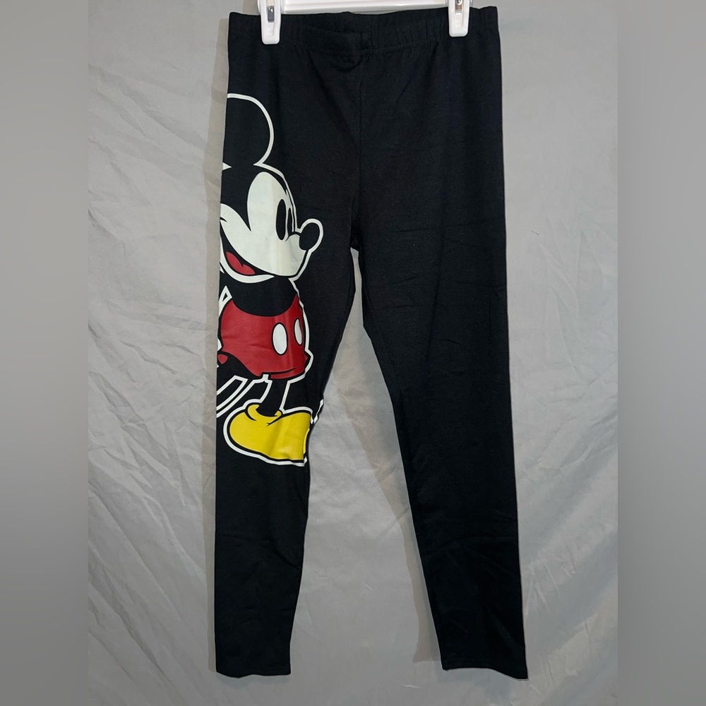 Disney Kids Black Leggings with Mickey Mouse Graphic
